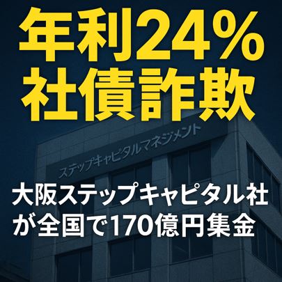 年利24％社債詐欺で大阪ステップキャピタル社が全国から170億円集金