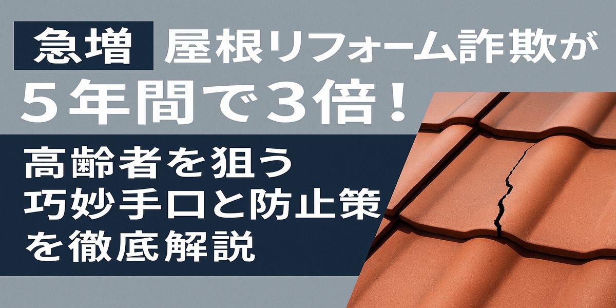 屋根リフォーム詐欺が5年間で3倍に急増｜高齢者を狙う巧妙手口と防止策を徹底解説