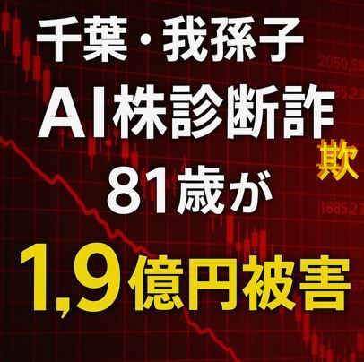 千葉・我孫子でAI株診断詐欺　81歳男性が1.9億円被害