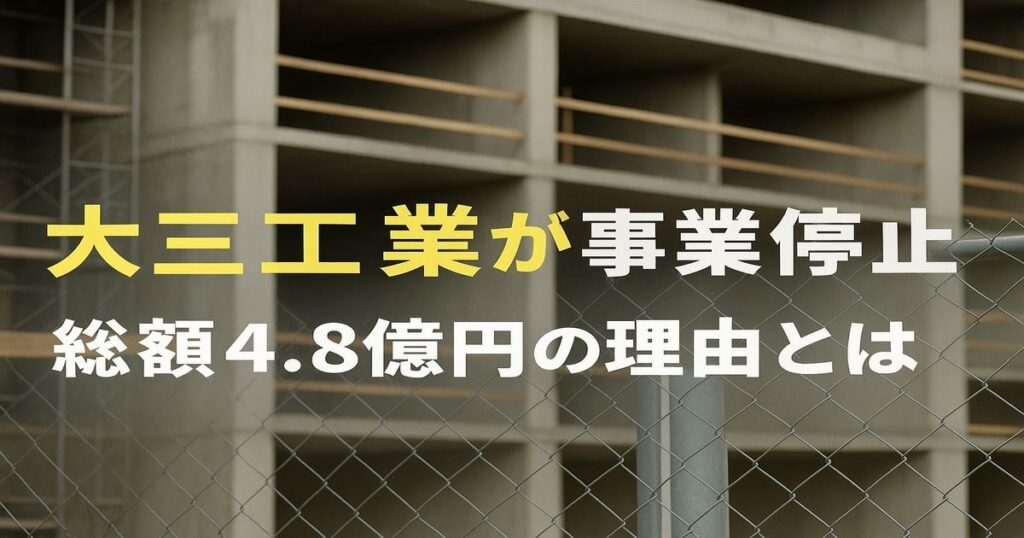 大三工業が事業停止、総額4.8億円の理由を報じるニュース見出し画像