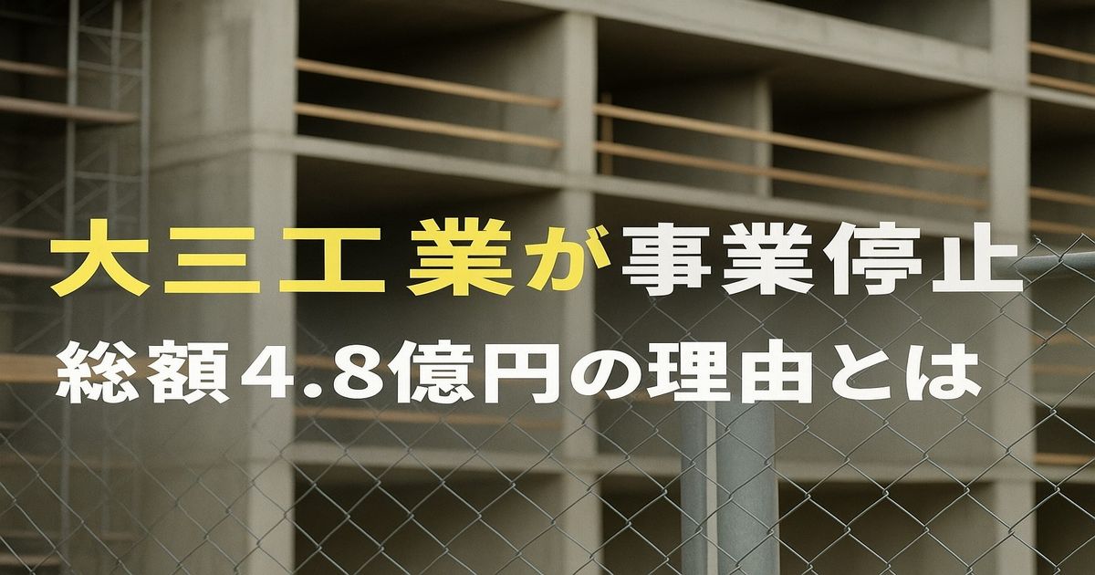 大三工業が事業停止、総額4.8億円の理由を報じるニュース見出し画像