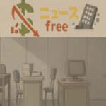 ニュースfreeのロゴが入ったオフィス風イラスト