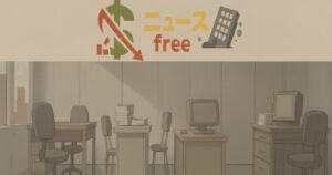 ニュースfreeのロゴが入ったオフィス風イラスト