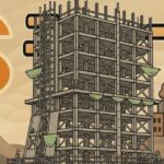 建設途中の大型ビルと経済ニュースを示すイラスト