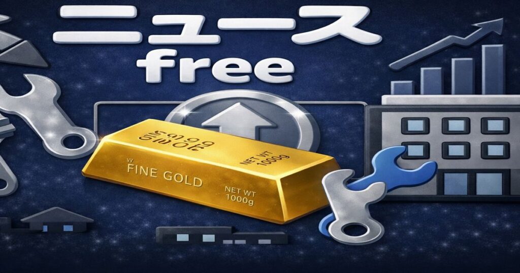 企業経営と金融市場を象徴するイメージイラスト