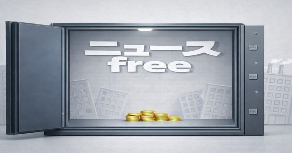 金庫の中にコインが少量置かれたニュースfreeのイメージイラスト