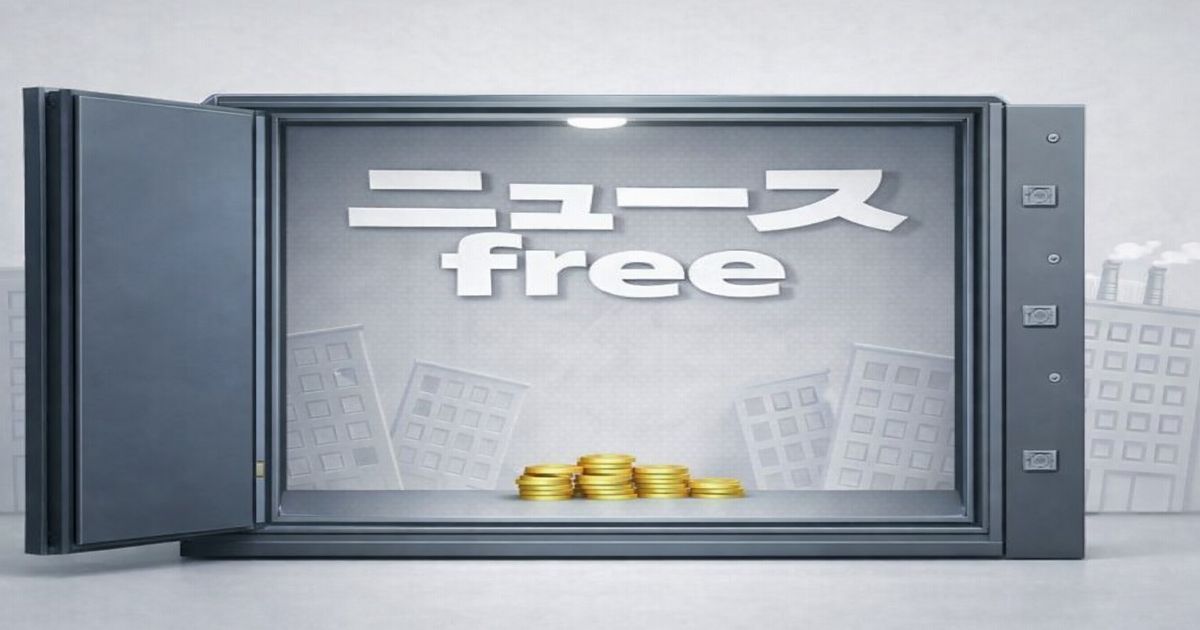 金庫の中にコインが少量置かれたニュースfreeのイメージイラスト