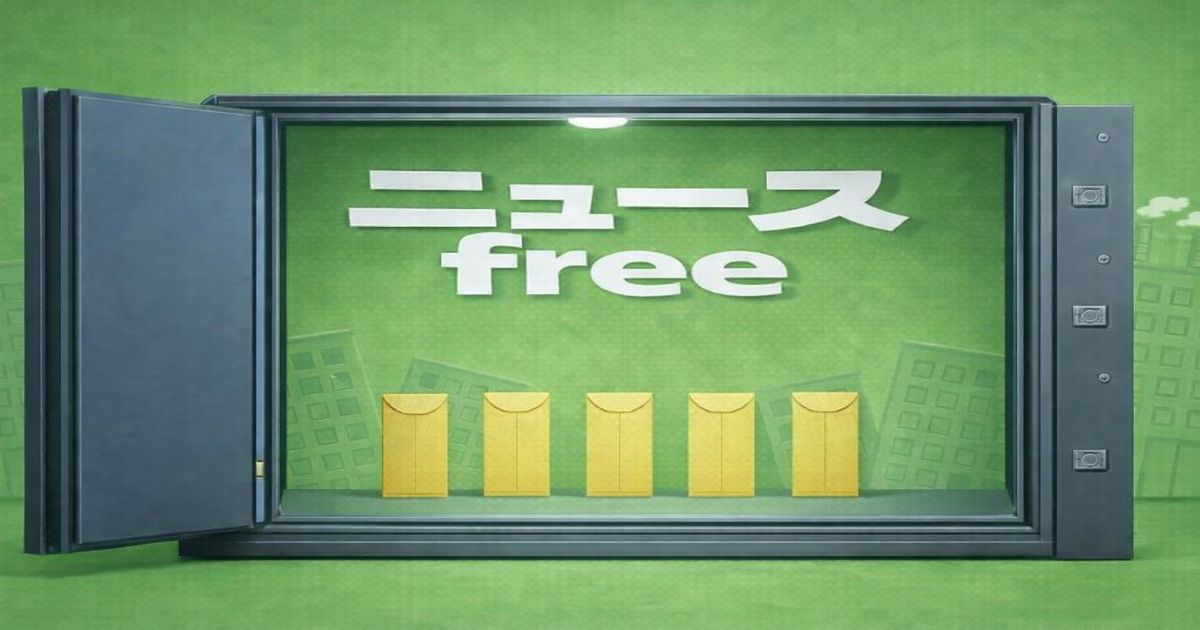 金庫の中に縦長の封筒が並ぶニュースfreeのイメージイラスト